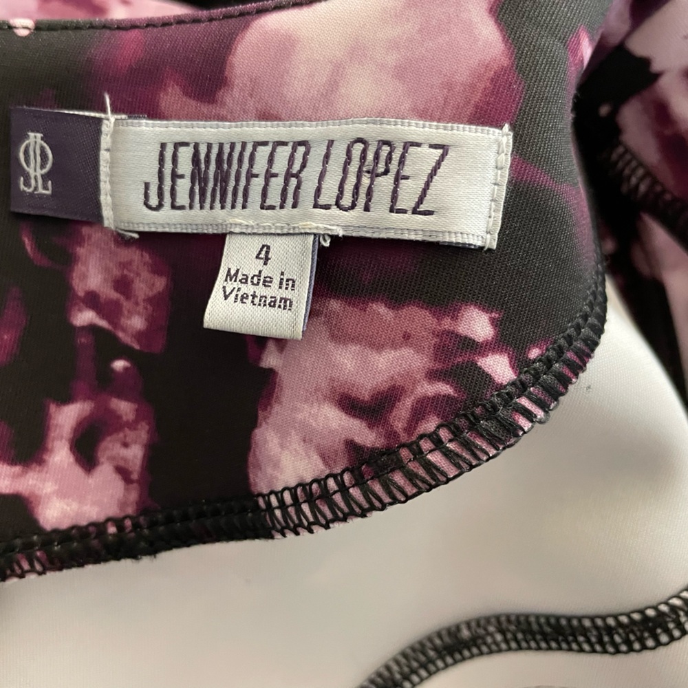 Jennifer Lopez Magenta Purple Abstract Fit & Flare Scuba Dress Size 4 - Picture 9 of 11